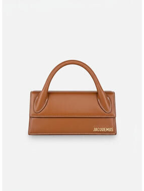 Jacquemus Le Chiquito Long Light Brown Calf Leather Top Handle Bag | New